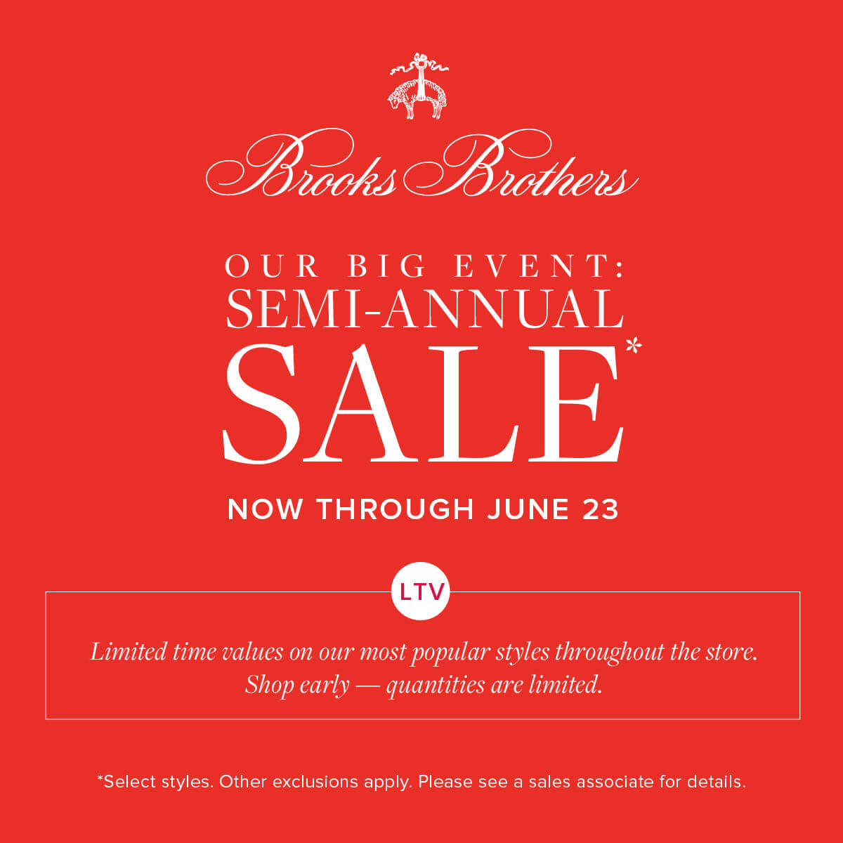 Brooks Brothers Semi Annual Sale - NOW 