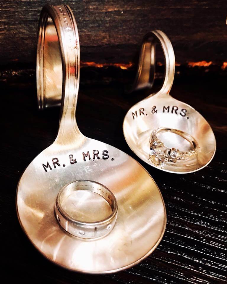 Mr. and Mrs. silver ring holders
